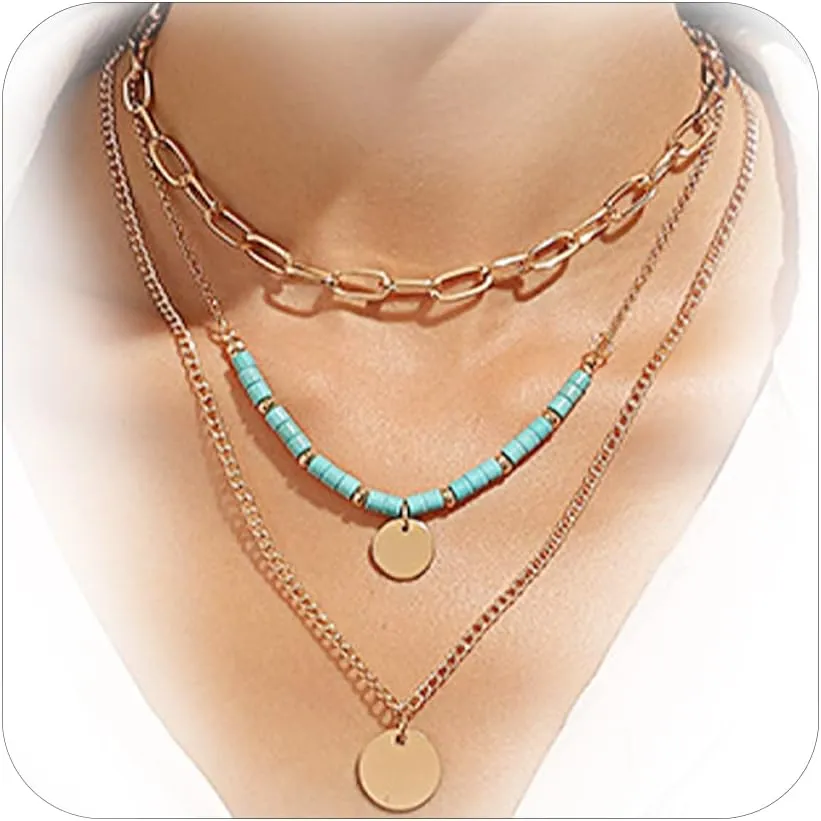 Choistily Gold Layered Necklaces for Women Gold Necklace Stack Dainty Necklace for Women Layering Herringbone Paperclip Necklace for Women Charm Necklace Gold Jewelry Gifts for Women