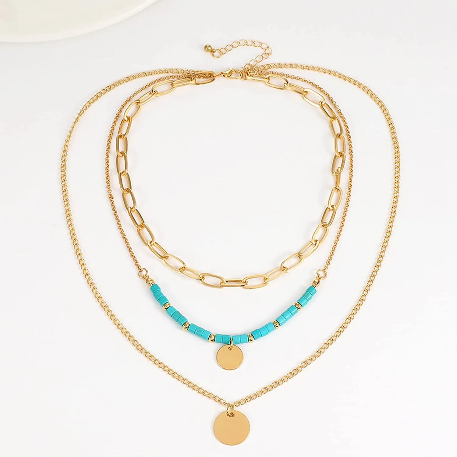 Choistily Gold Layered Necklaces for Women Gold Necklace Stack Dainty Necklace for Women Layering Herringbone Paperclip Necklace for Women Charm Necklace Gold Jewelry Gifts for Women