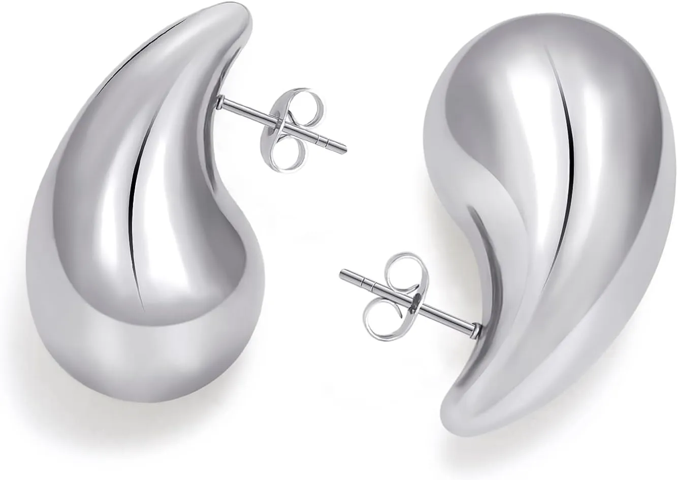 Chunky Drop Earrings for Women, 18K White Gold Plated Lightweight Teardrop Earrings Hypoallergenic Waterdrop Earrings Fashion Statement Jewelry for Women
