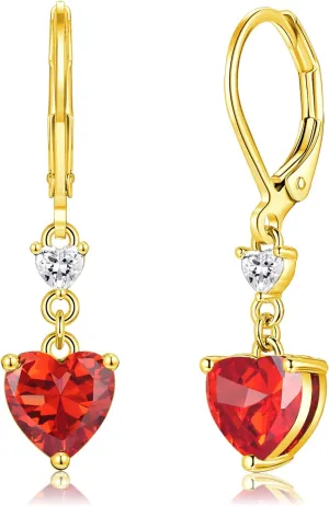 CiNily Heart-Cut Drop Dangle Earrings for Women 14K White Gold Plated Cubic Zirconia Simulated Diamond Dangle Earrings Jewelry Gifts for Mothers Day Weddings Birthday Party