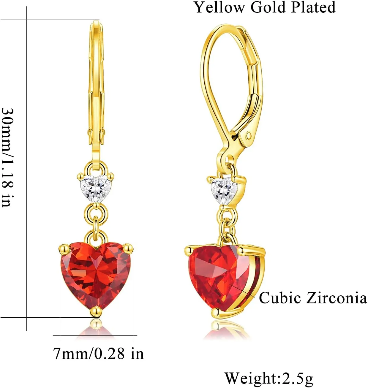CiNily Heart-Cut Drop Dangle Earrings for Women 14K White Gold Plated Cubic Zirconia Simulated Diamond Dangle Earrings Jewelry Gifts for Mothers Day Weddings Birthday Party