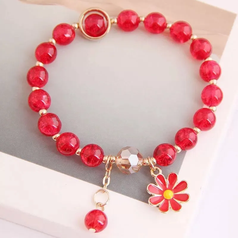 Colorful Crystal Daisy Flowers Beaded Bracelet