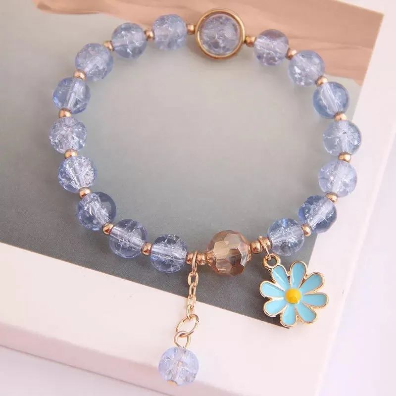 Colorful Crystal Daisy Flowers Beaded Bracelet