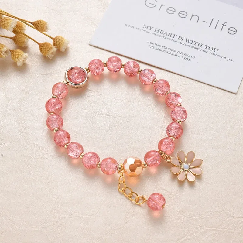 Colorful Crystal Daisy Flowers Beaded Bracelet