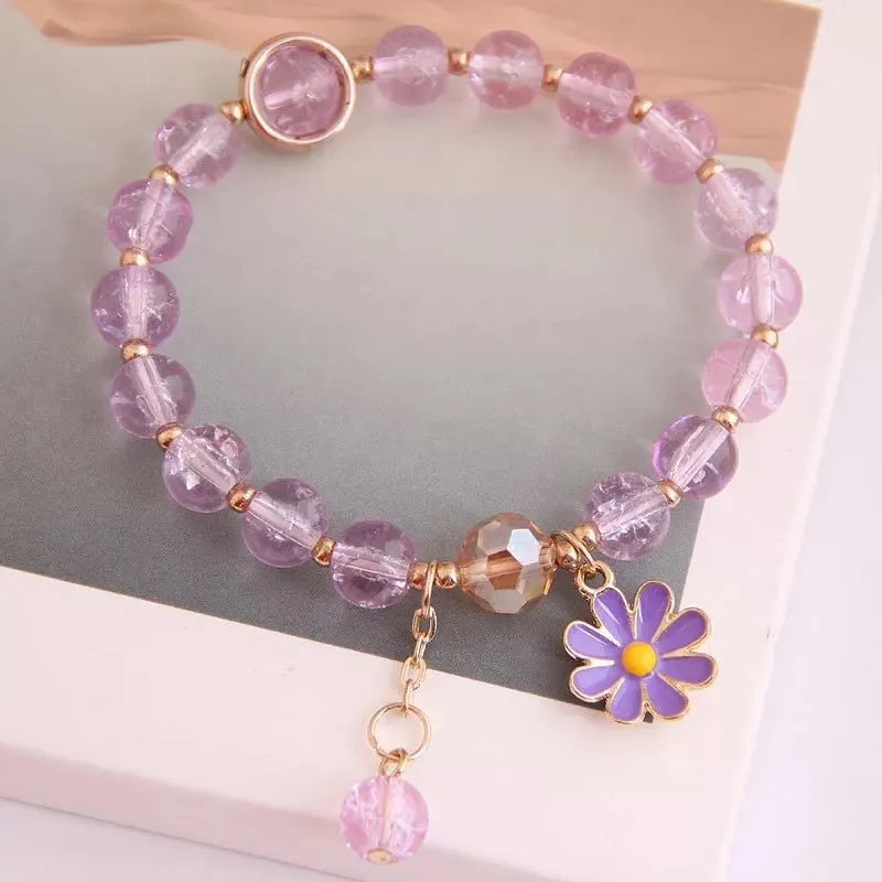 Colorful Crystal Daisy Flowers Beaded Bracelet