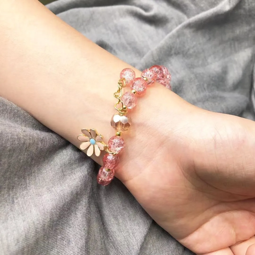 Colorful Crystal Daisy Flowers Beaded Bracelet