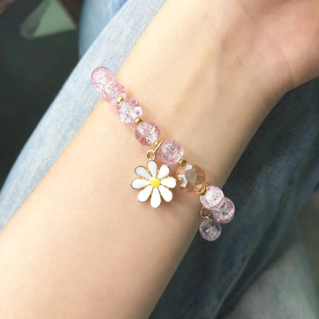 Colorful Crystal Daisy Flowers Beaded Bracelet