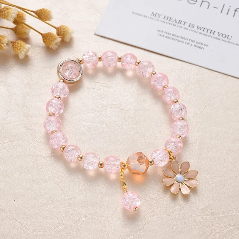 Colorful Crystal Daisy Flowers Beaded Bracelet