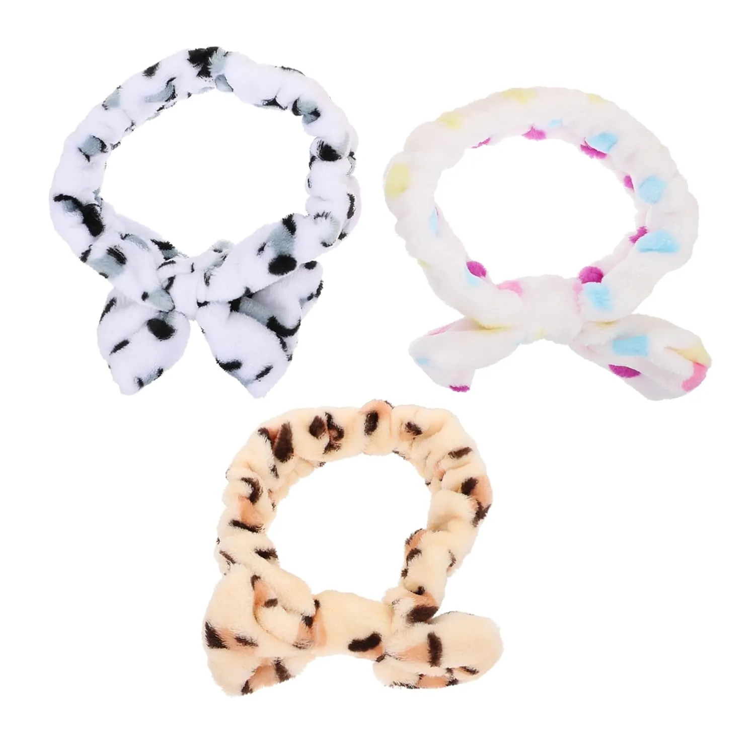 Comfortable Coral Velvet Headband 3pcs Face Washing Hair Ties Bowknot Design