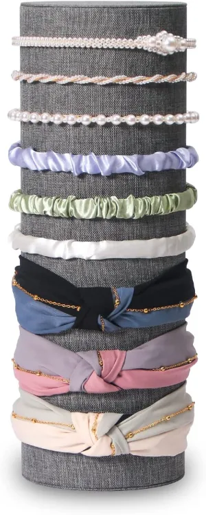 Coward Vertical Headband Holder Hairband Accessories Display Stand Necklaces Scrunchie Hairband Showcase Storage (gray linen)