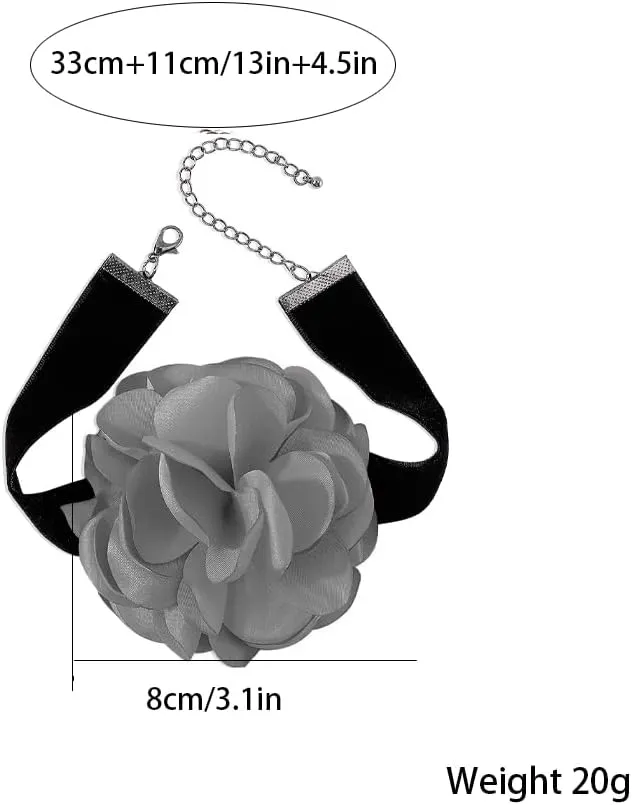 CSIYANJRY99 Flower Rose Choker Necklace for Women Black Big Rosette Velvet Silk Gothic Adjustable Chain Y2K Jewelry Accessories