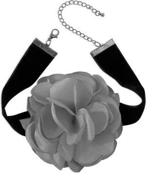 CSIYANJRY99 Flower Rose Choker Necklace for Women Black Big Rosette Velvet Silk Gothic Adjustable Chain Y2K Jewelry Accessories