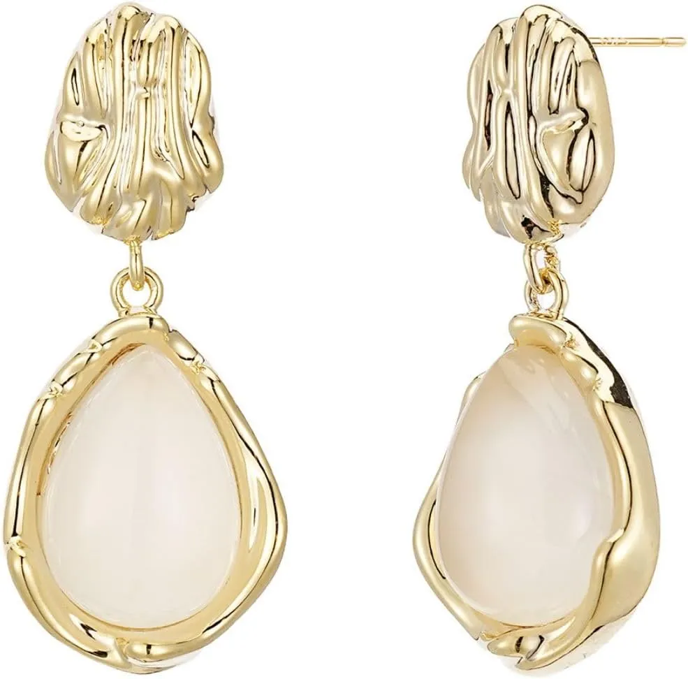 Cubic Zirconia Dangle Earrings For Women, 14K Gold Plated Crystal Drop Earrings For Wedding Bridal, Rectangle Bridesmaid Earrings Jewelry Gifts for Her, Hypoallergenic
