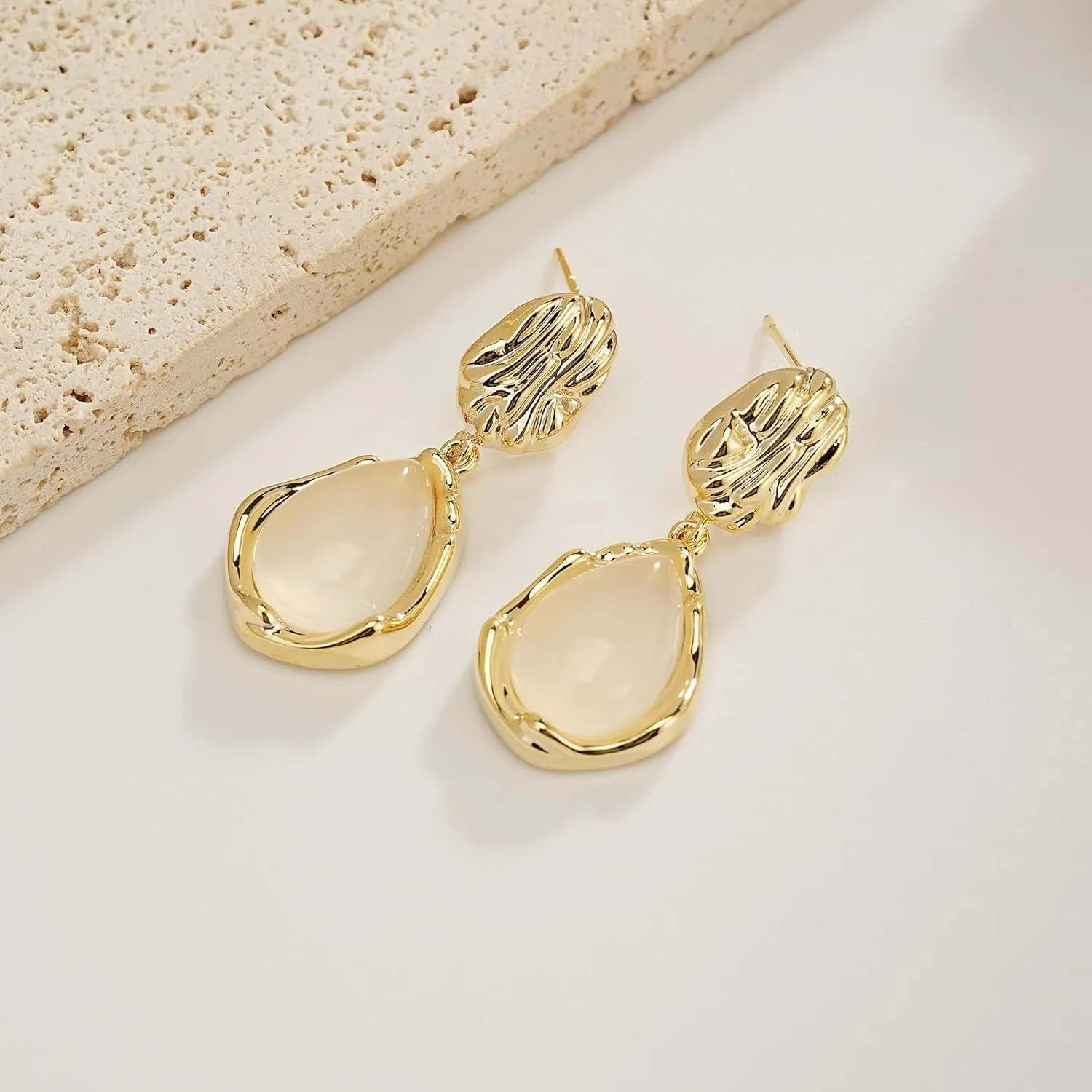 Cubic Zirconia Dangle Earrings For Women, 14K Gold Plated Crystal Drop Earrings For Wedding Bridal, Rectangle Bridesmaid Earrings Jewelry Gifts for Her, Hypoallergenic