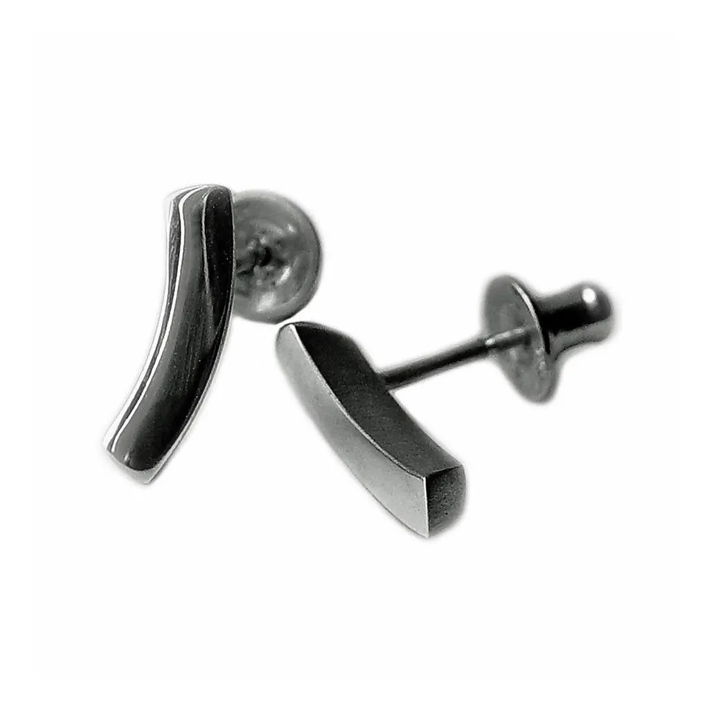 Curved Rectangular Silver Studs