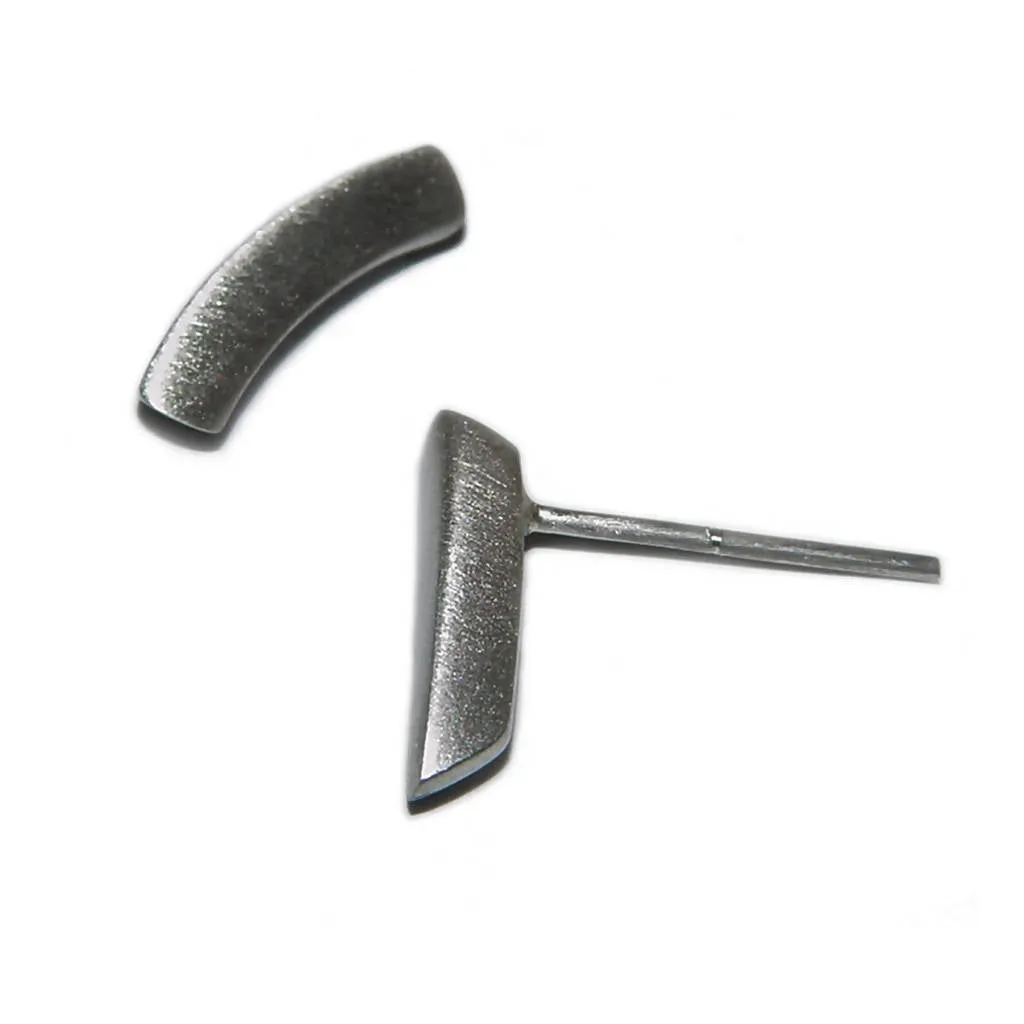 Curved Rectangular Silver Studs