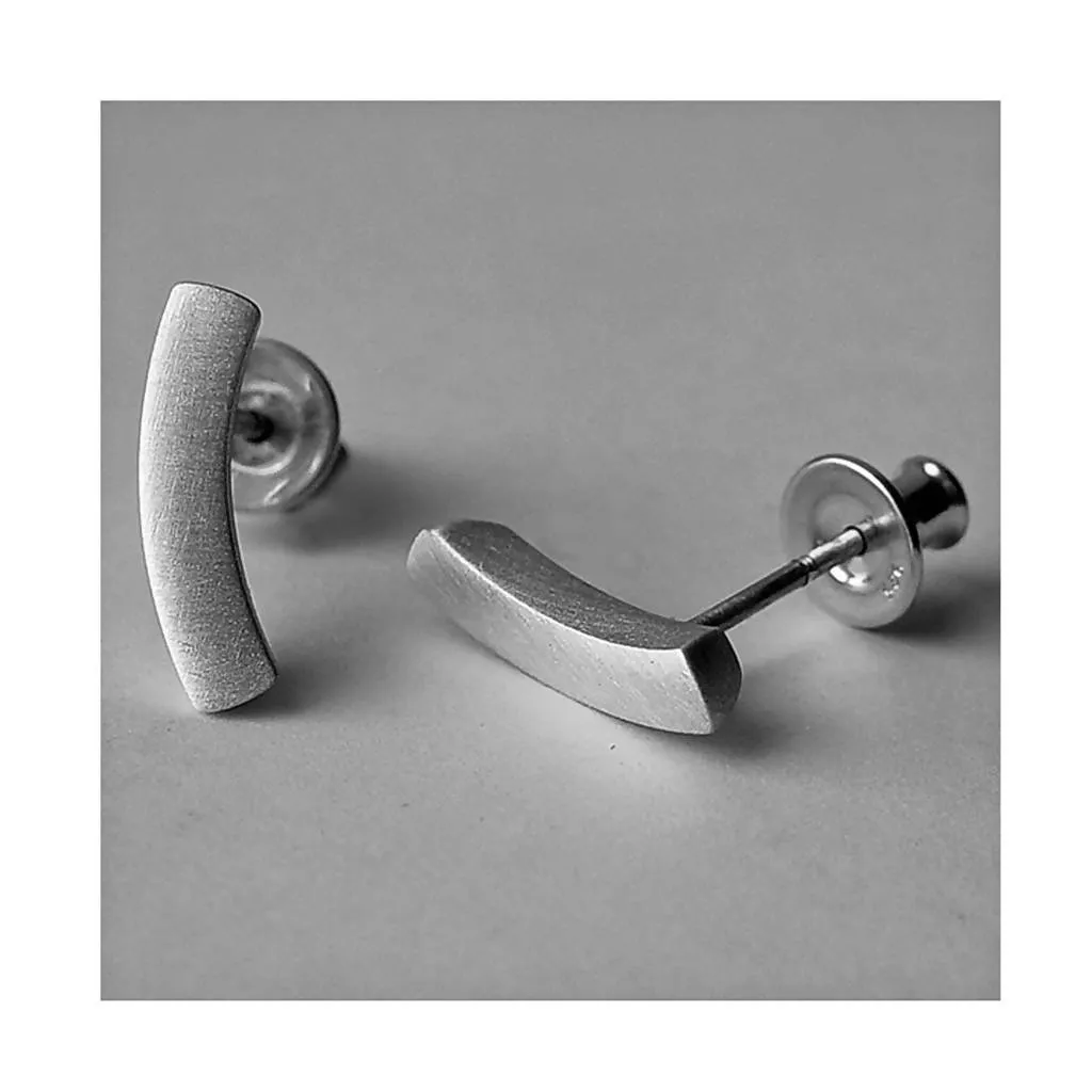 Curved Rectangular Silver Studs