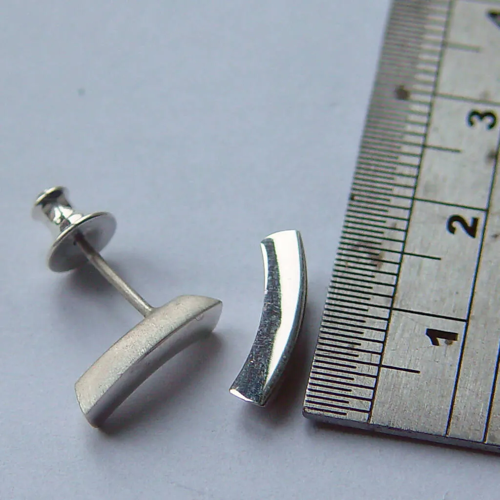 Curved Rectangular Silver Studs