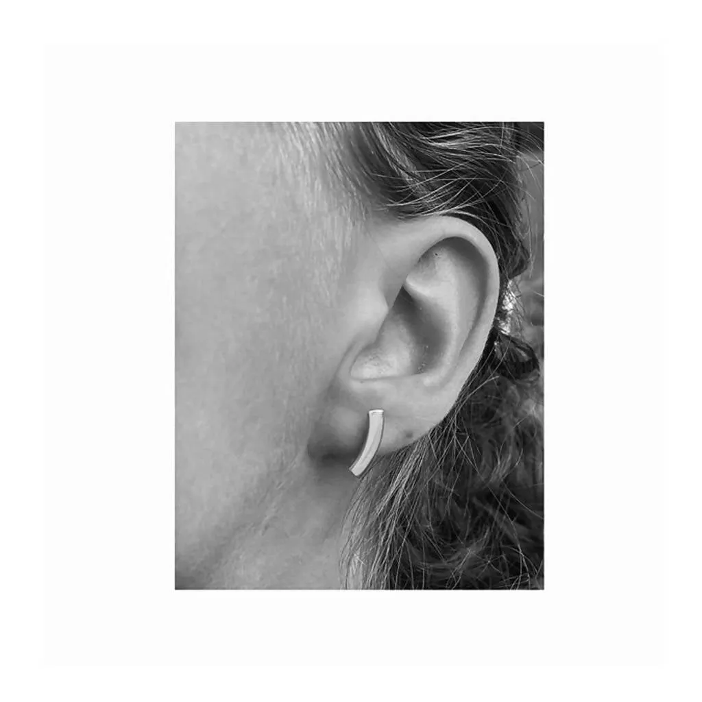 Curved Rectangular Silver Studs