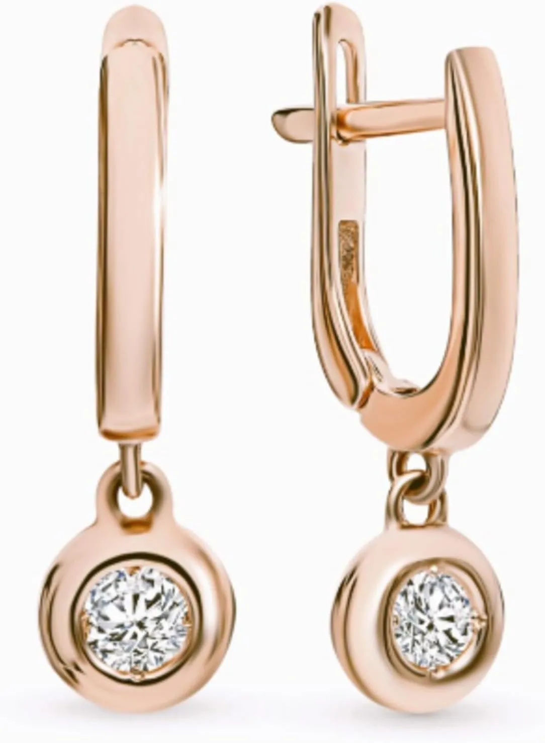 CUSHIO9NBLUE 14k Gold Bezel Set Diamond(0.22ct) Drop Earring,Unique Dangle Hoop Earring,Minimalist Huggie Hoops for Women,Gift for Her.
