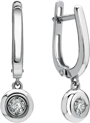 CUSHIO9NBLUE 14k Gold Bezel Set Diamond(0.22ct) Drop Earring,Unique Dangle Hoop Earring,Minimalist Huggie Hoops for Women,Gift for Her.
