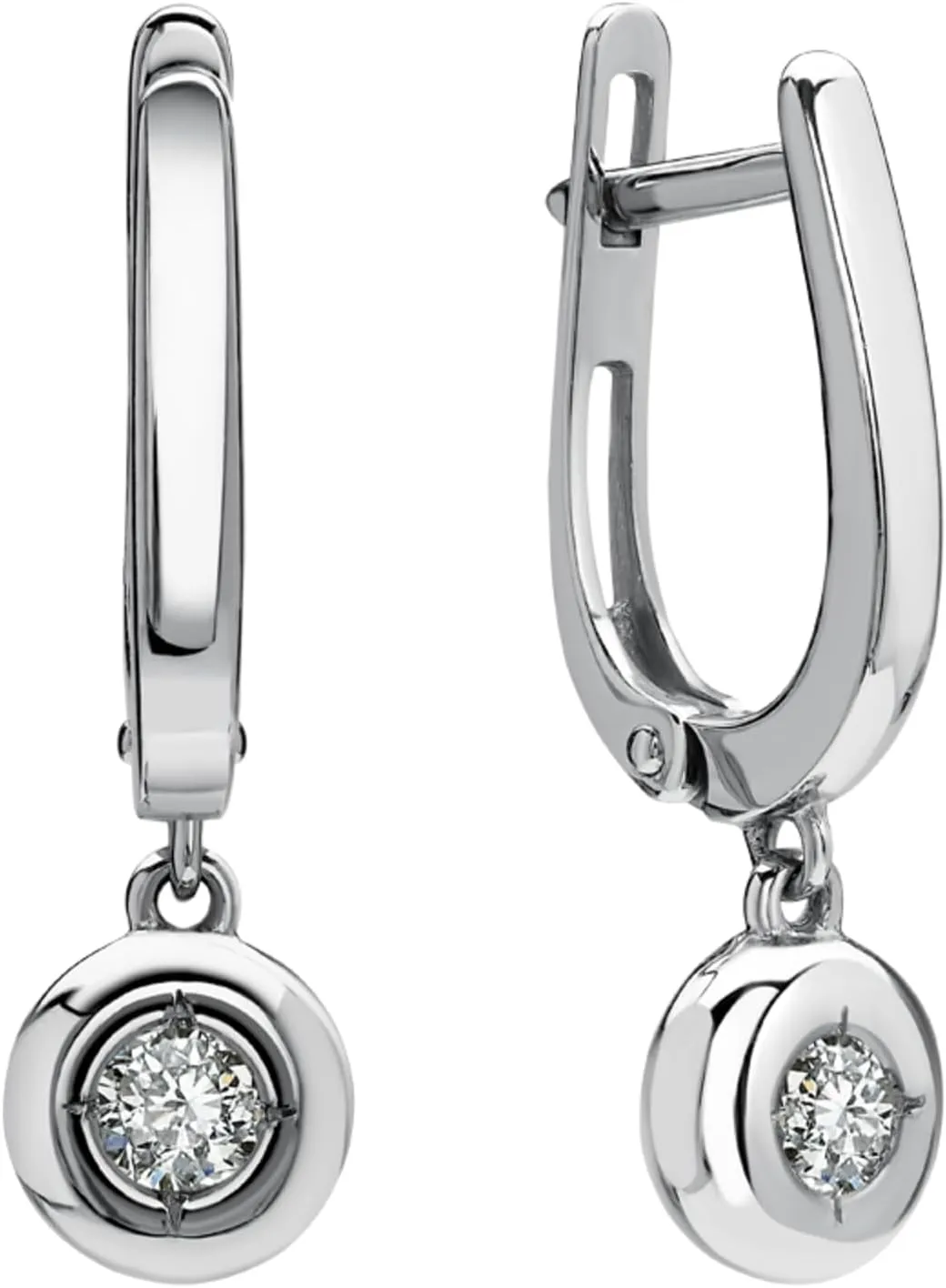 CUSHIO9NBLUE 14k Gold Bezel Set Diamond(0.22ct) Drop Earring,Unique Dangle Hoop Earring,Minimalist Huggie Hoops for Women,Gift for Her.