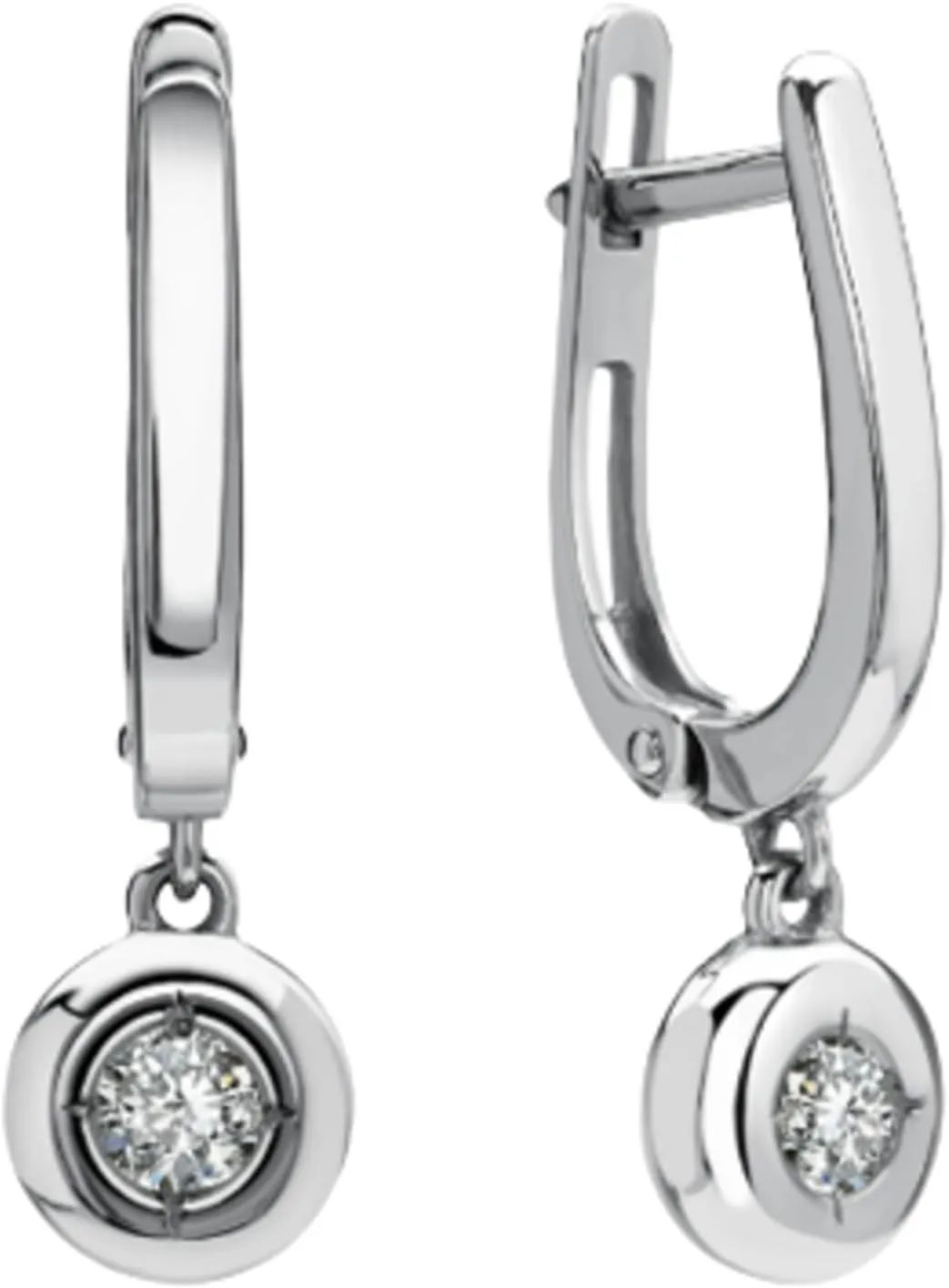 CUSHIO9NBLUE 14k Gold Bezel Set Diamond(0.22ct) Drop Earring,Unique Dangle Hoop Earring,Minimalist Huggie Hoops for Women,Gift for Her.