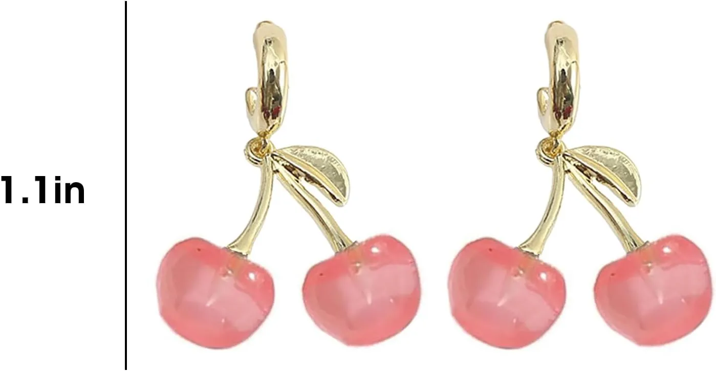 Cute Fruit Earrings for Women Fun 3D Pomegranate Lemon Cherry Strawberry Earrings Acrylic Resin Creative Food Earrings Funny Unique Earrings Jewelry Gift