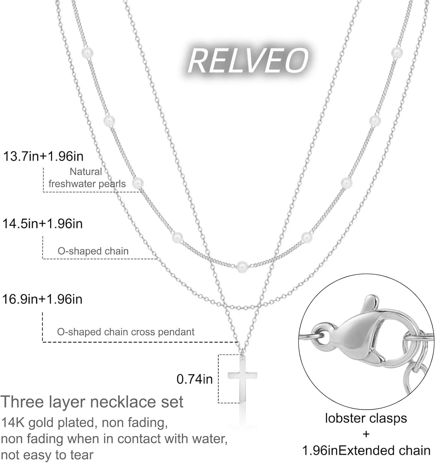 Dainty Layered Choker Necklaces Gold Silver Stacking Layering Pearl Cross Adjustable Multilayer Bar Disc Pendant Necklace for Women Dot Chain Jewelry