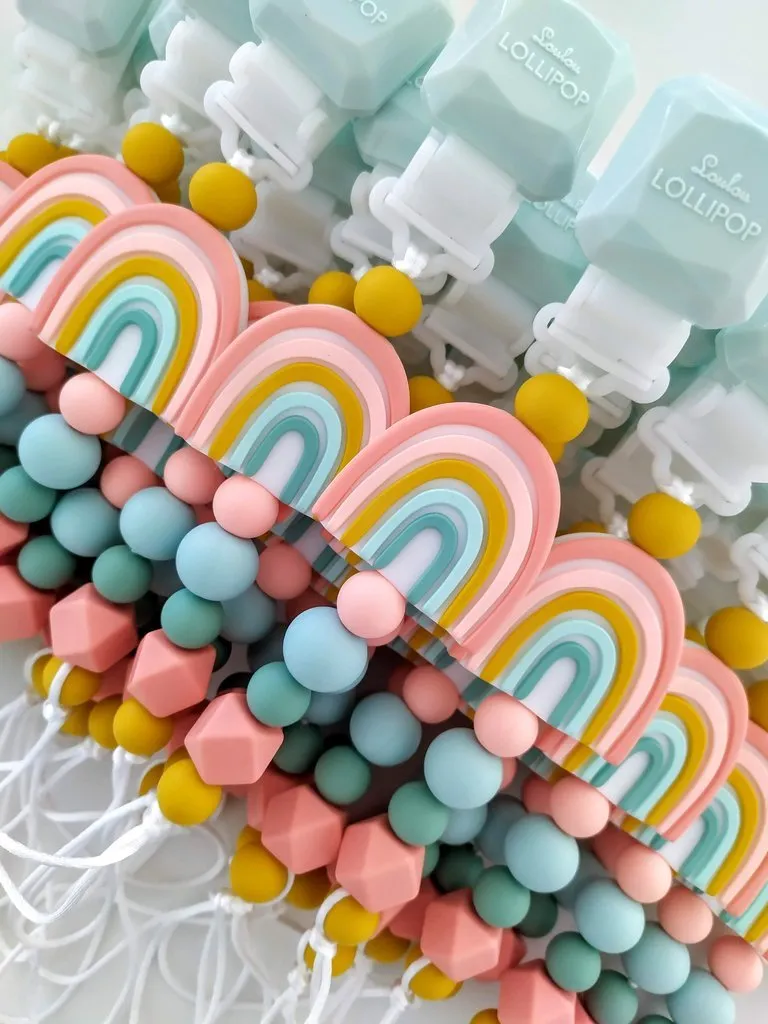 Darling Pacifier Clip - Rainbow by Loulou Lollipop