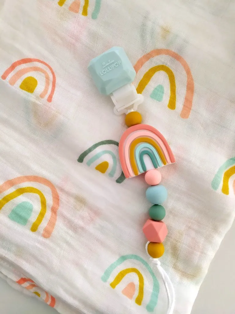 Darling Pacifier Clip - Rainbow by Loulou Lollipop