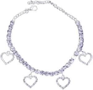 Divine Creation 5Ct Round Cut Diamond Women's Unique Heart Shape Anklet 14K White Gold Finish 925 Sterling Silver Gift For Her