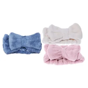 DOITOOL Comfortable Face Wash Hair Ties 3 Pack Elastic Bowknot Headbands Ideal for Girls Thin to Thick Hair