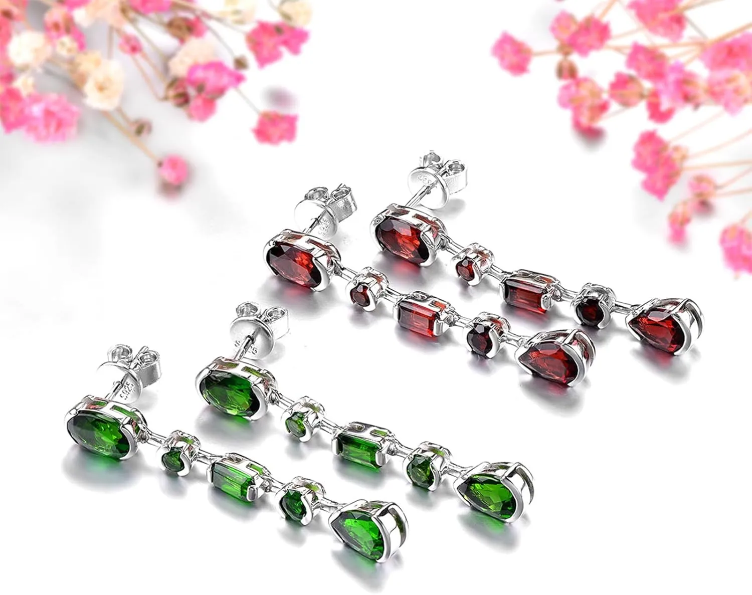 Drop Earrings for Women Dangle Hypoallergenic S925 Sterling Silver Natural Gemstone Aquamarine March Birthstone Screw Back Studs Fine Jewelry for Birthday