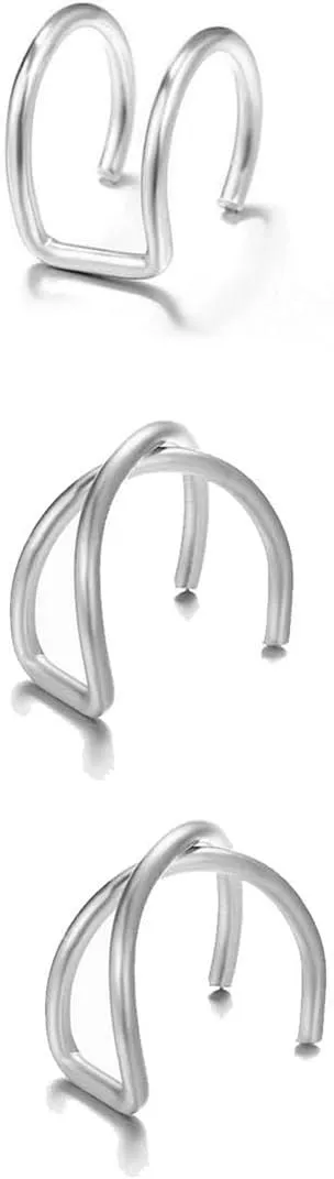 Ear Cuff Earrings for Women Simple Gold Cross Double Lines Ear Cuffs Minimalist Non Piercing Cartilage Ear Cuffs