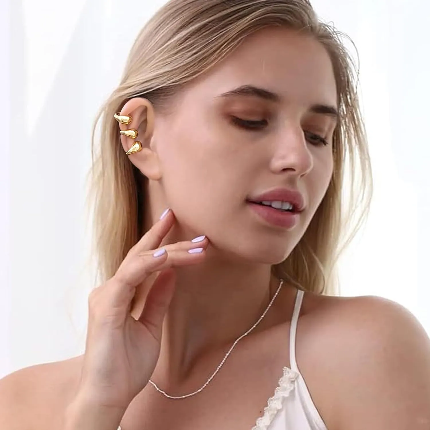 Ear Cuffs Non Piercing for Women Trendy Crystal Gold Ear Cuff Clip on Earrings Fake Earrings Dainty Jewelry