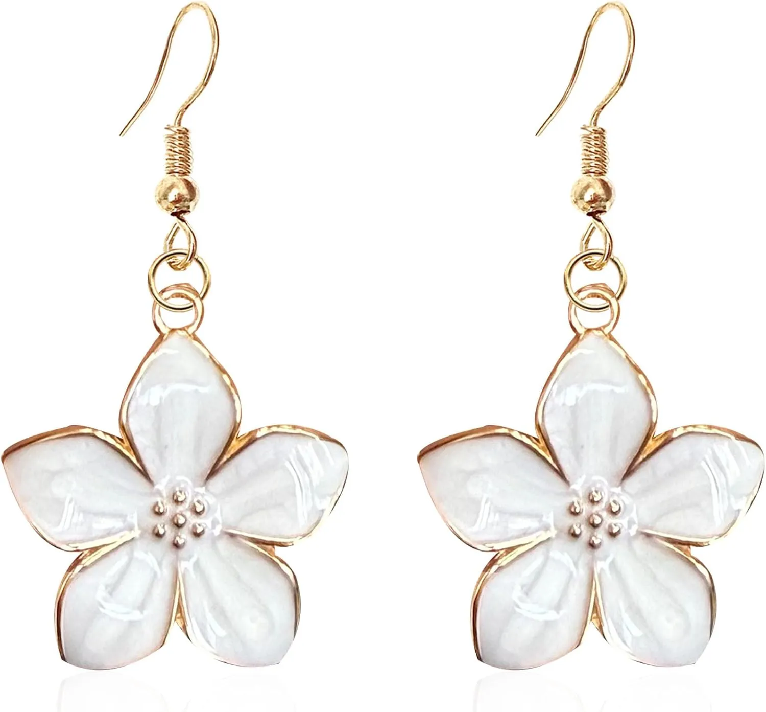 Elegant Oil Drop Enamel Petal Flower Earrings Handcrafted Dainty Floral Stud Earrings for Women Lightweight Jewelry