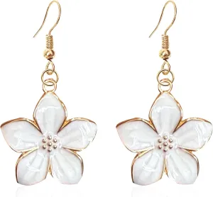 Elegant Oil Drop Enamel Petal Flower Earrings Handcrafted Dainty Floral Stud Earrings for Women Lightweight Jewelry