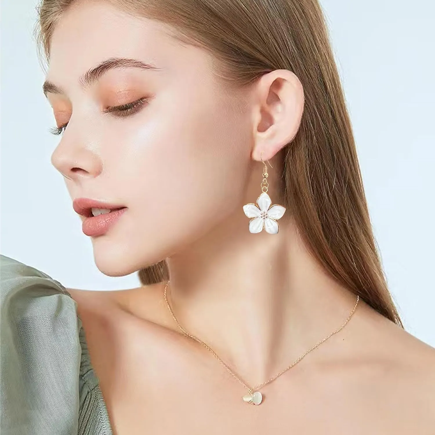Elegant Oil Drop Enamel Petal Flower Earrings Handcrafted Dainty Floral Stud Earrings for Women Lightweight Jewelry