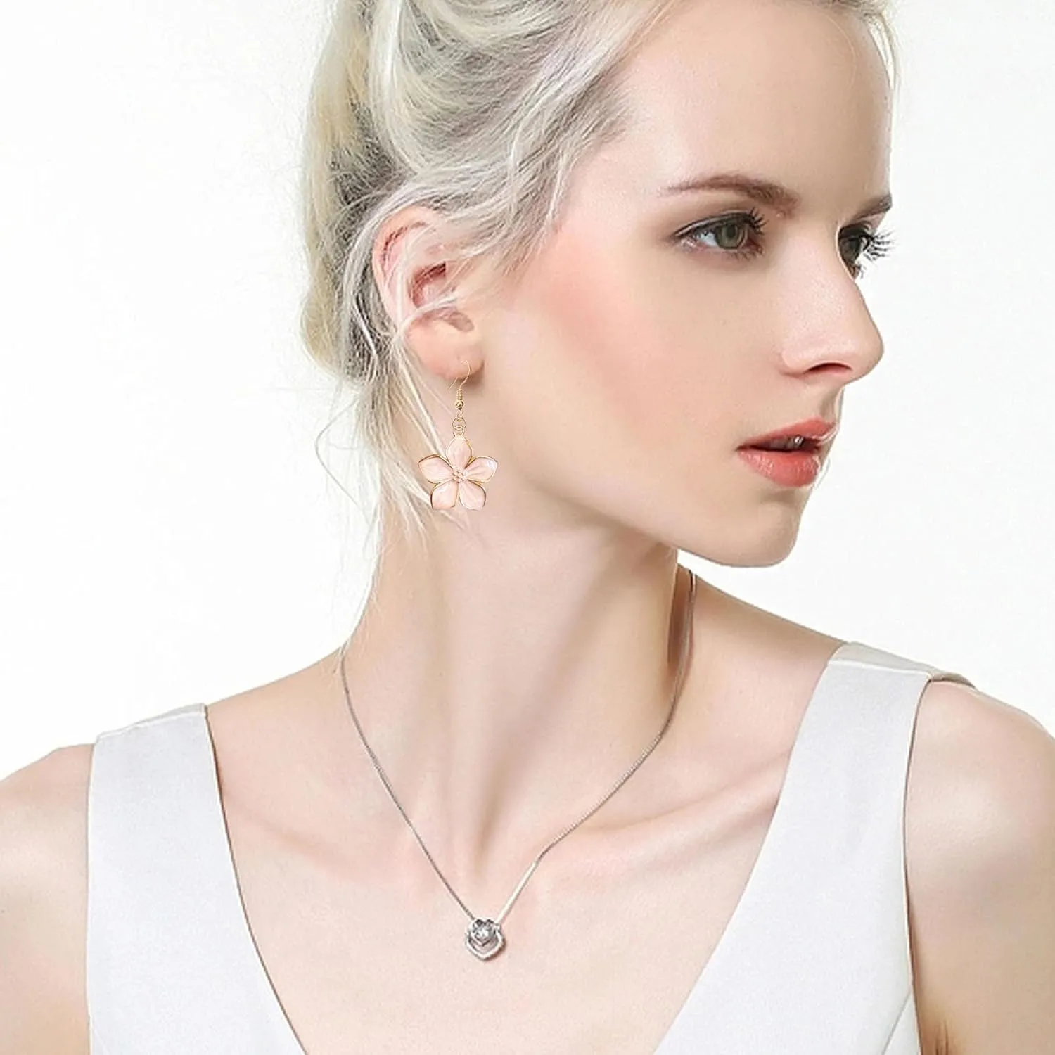Elegant Oil Drop Enamel Petal Flower Earrings Handcrafted Dainty Floral Stud Earrings for Women Lightweight Jewelry