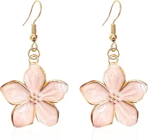 Elegant Oil Drop Enamel Petal Flower Earrings Handcrafted Dainty Floral Stud Earrings for Women Lightweight Jewelry