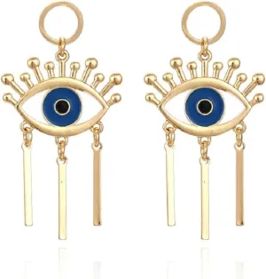 Eye Earrings for Women, Cute Evil Eye Tassel Earrings for Womens, Devil Eye Dangle Earring Hypoallergenic, Blue Eye Bohemian Drop Earring, Eyes Linear earrings