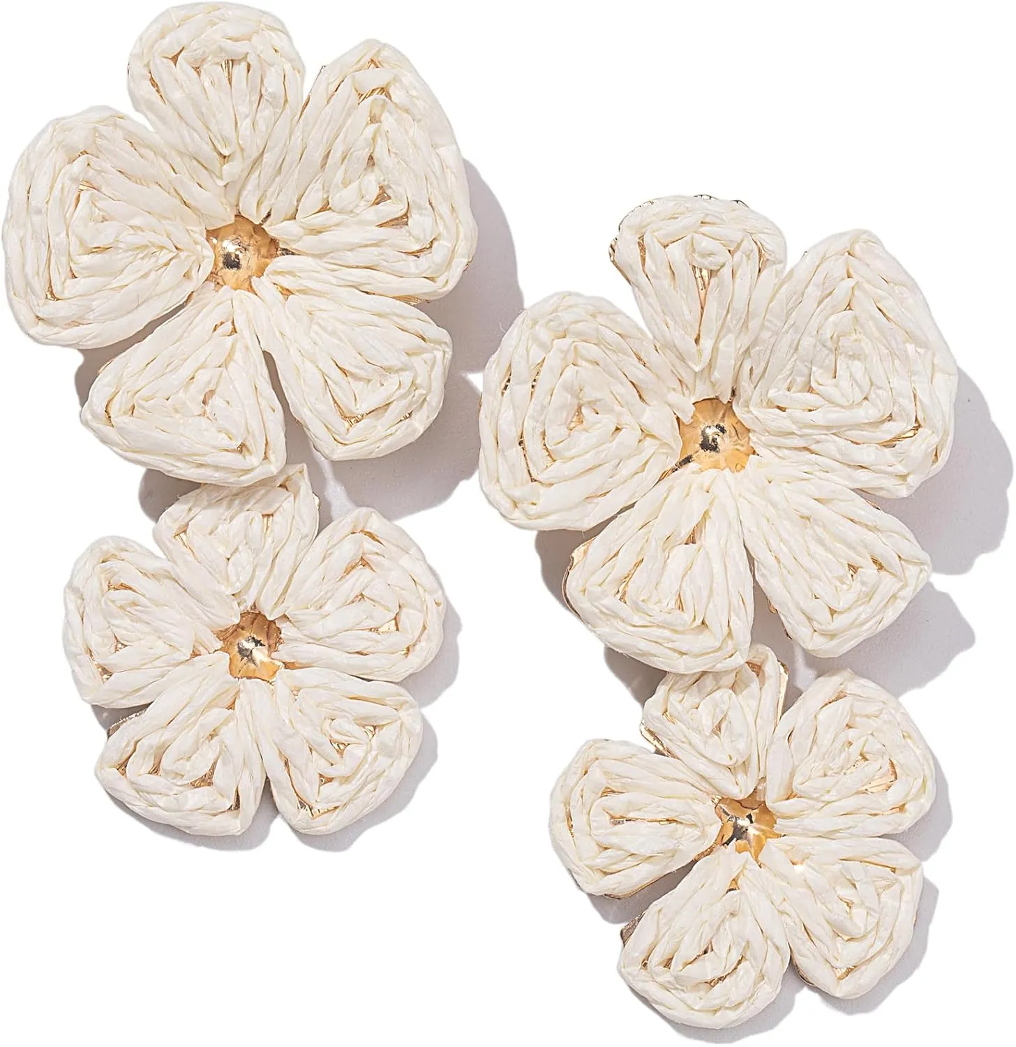 Flower Drop Earrings Floral Raffia Earrings Boho Statement Dangle Earrings Trendy Cute Summer Jewelry for Women