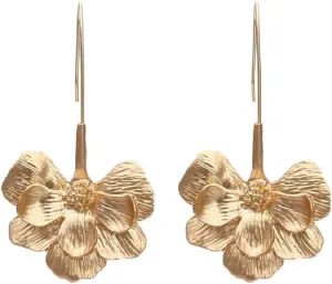 Flower Statement Earrings for Women, Flower Petal Earrings for Woemns, Gold Flower Floral Dangle Earrings Hypoallergenic, Cute Flower Earrings Studs, Zinc, No Gemstone