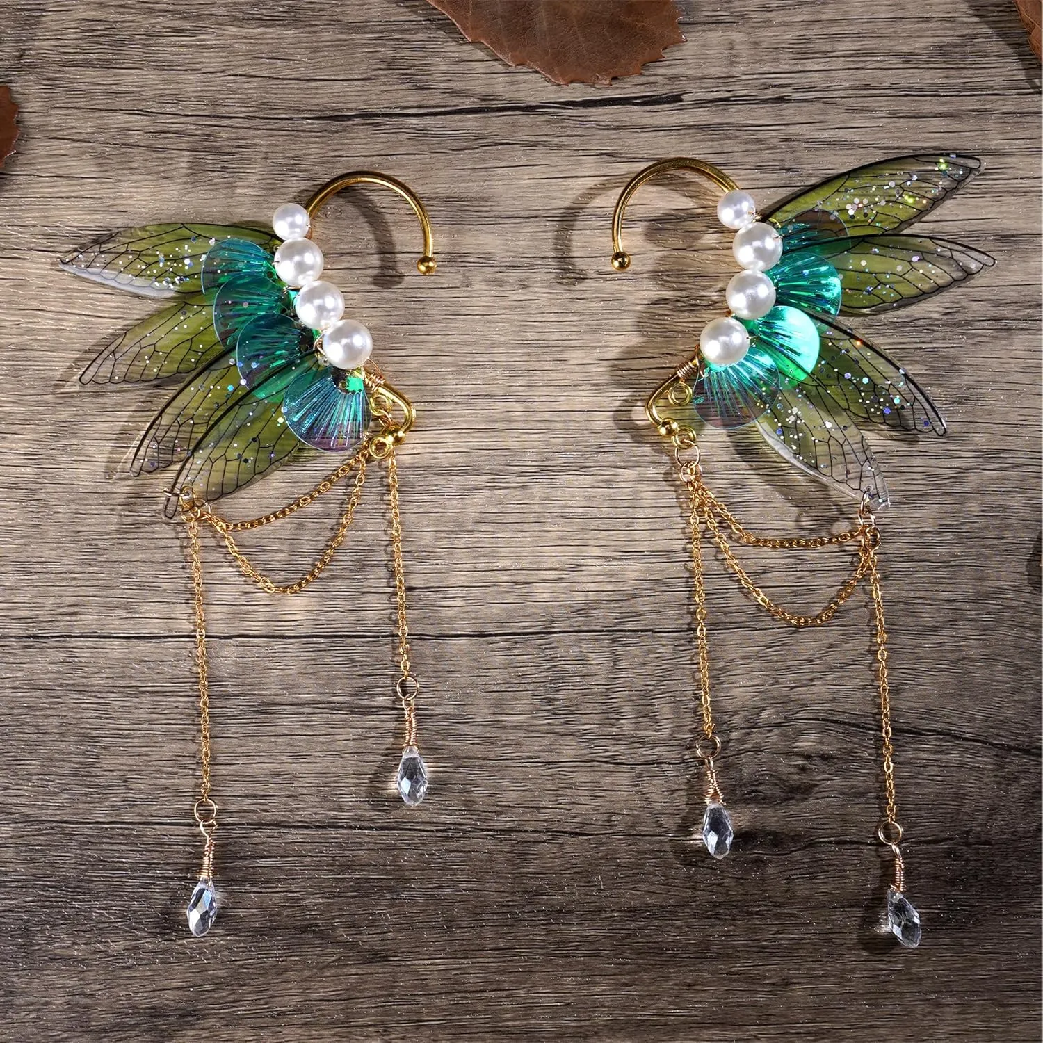 FRESHME Butterfly Elf Ear Cuffs - Handmade Fairy Wings Earrings Non Piercing Ear Clips Women Christmas Cosplay Accessories