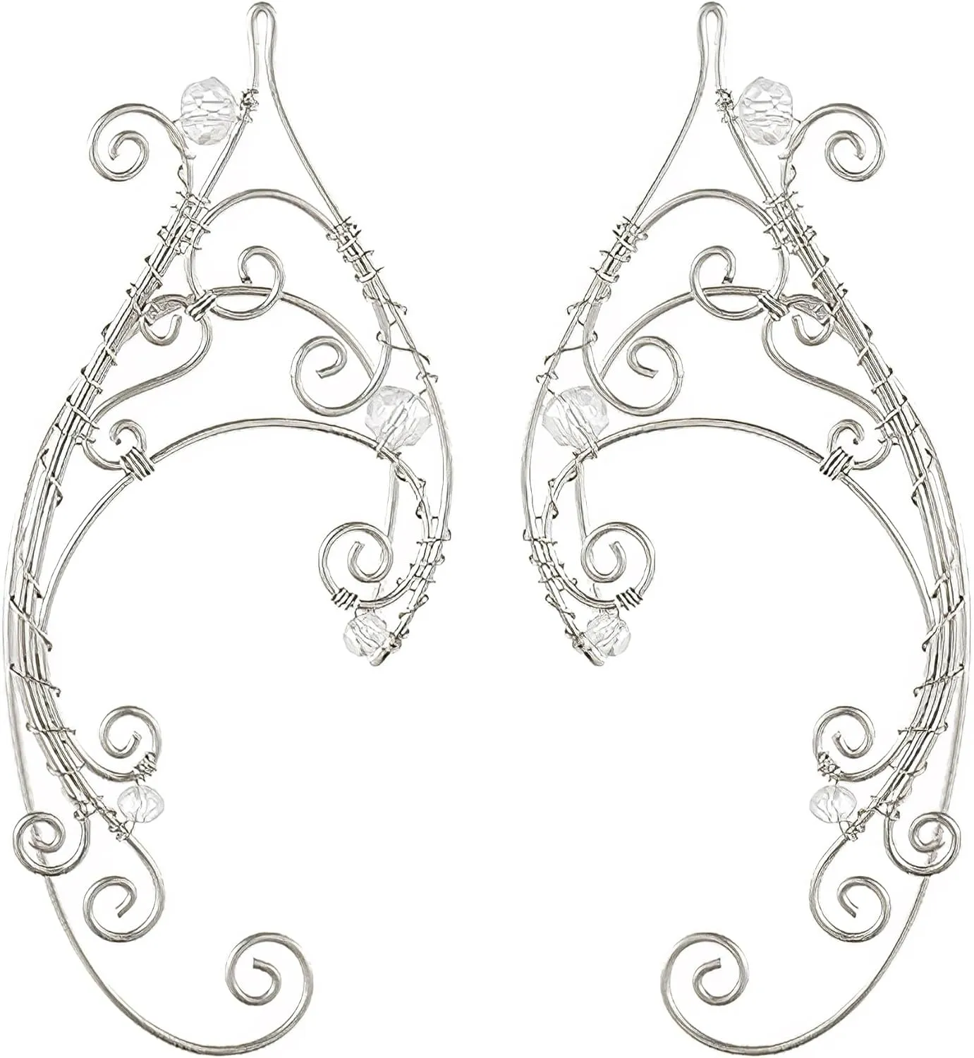 FRESHME Sliver Elf Ear Cuffs, Fairy Non Piercing Earrings
