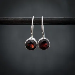 Garnet and Silver Faceted Earrings,January Birthstone,Gemstone Drops, For her