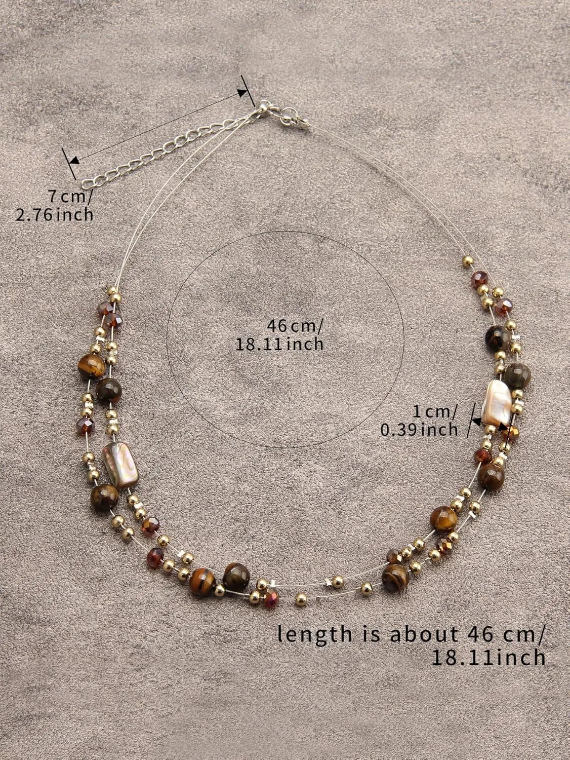 GelConnie Boho Necklaces for Women Layered Beaded Necklaces Pearl Sweater Necklace Turquoise Chunky Necklace Adjustable Choker Necklace for Women