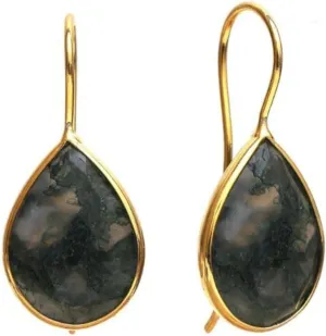 Gempires Pear Shaped Teardrop Crystal Earrings, Bezel Earring, Natural Gemstone Dangle Drop Earrings, Minimal, Everyday Wear, Gift for Her (Length 1.25 inch)