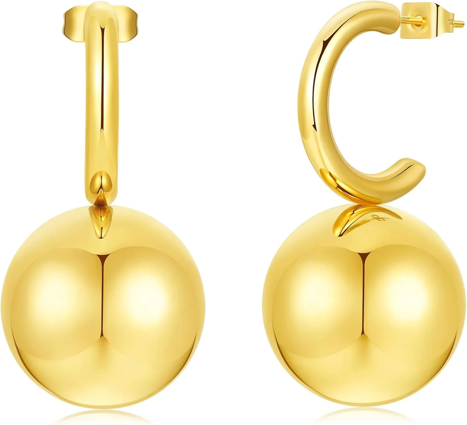 Gold Ball Hoop Earrings for Women 18K Gold Plated Ball Dangle Drop Earrings for Women Pendant Earring